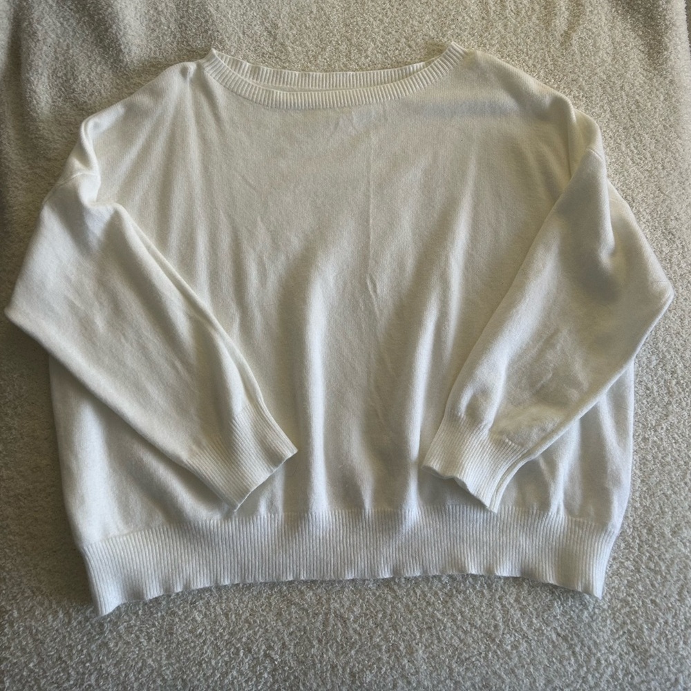 White Knit Off the Shoulder Sweater